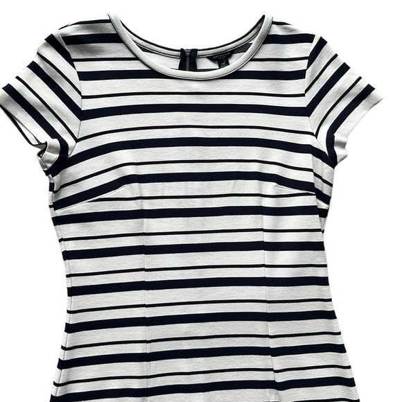 Ann Taylor Black and White Striped Ponte Knit Midi Dress Size SP - Picture 3 of 11